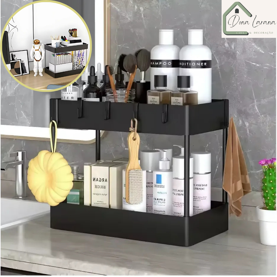 Prateleira 2 andares Organizador Móvel em Plástico Multiuso Suporte Organizador Sala Quarto Cozinha em Oferta na Shopee