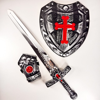 Conjunto Espada com Luz e Som Escudo e Punho Medieval Brinquedo Divertido para Crianças ACG Novidade em Oferta na Shopee