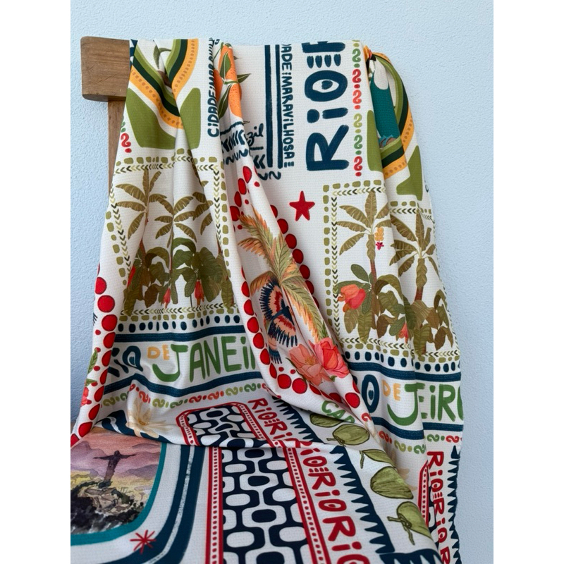Rio de Janeiro - Variante Off White - Tropical - 95% Poliéster 5% Elastano - Tecido Estampado Digital - Largura 1.50m em Oferta na Shopee