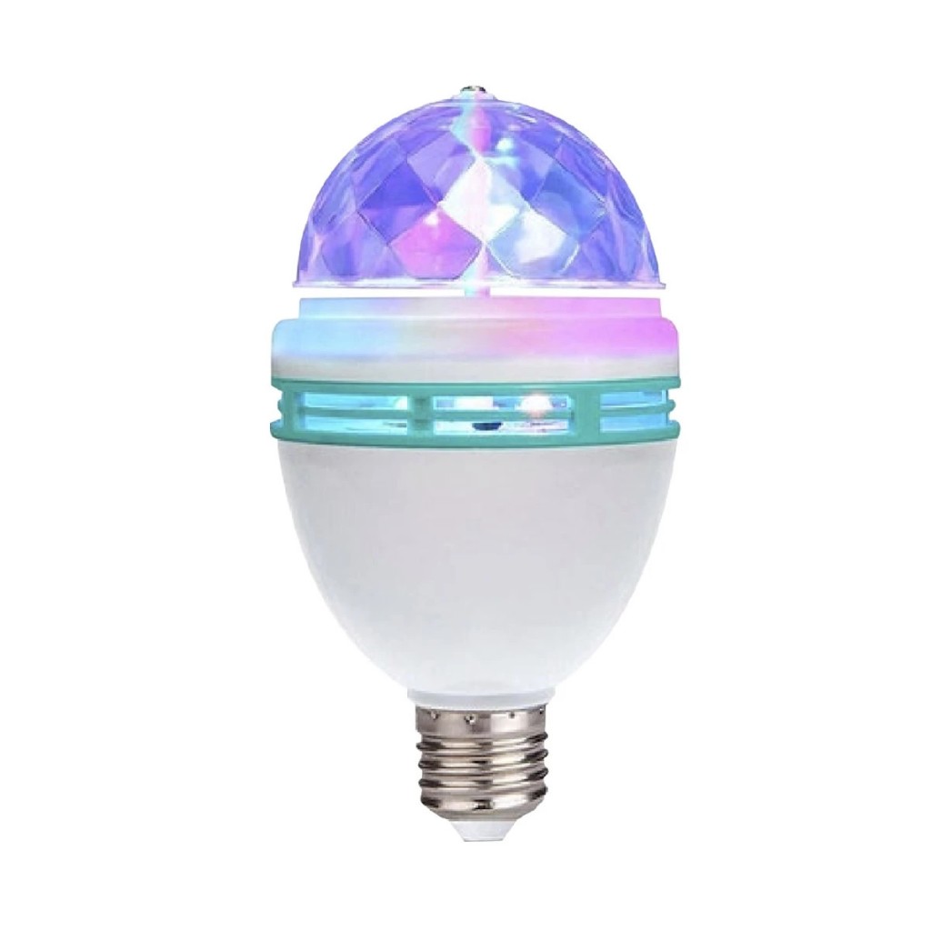 Lâmpada Giratória Colorida Led Bola Maluca Rgb + Adaptador Tomada para Festas Baladas