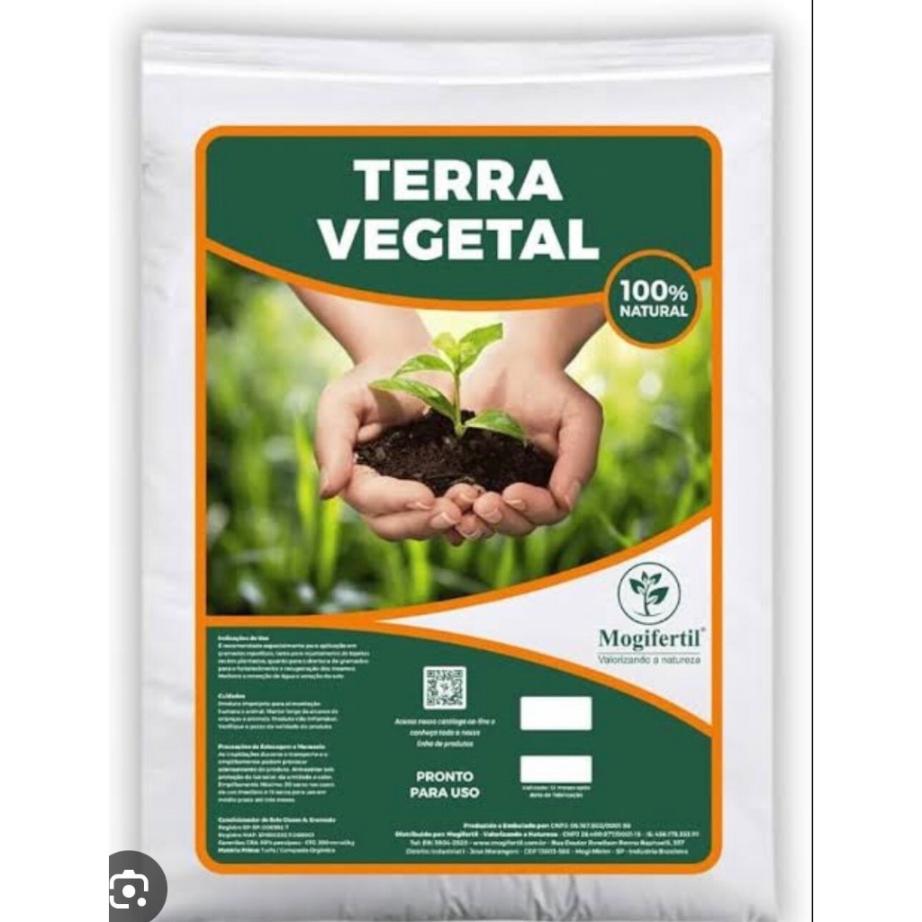 Terra Vegetal Adubada 20 Kilos Mogifertil Vasos Jardins Garden Substrato