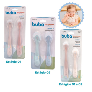 Kit Colher de Silicone Buba para Introdução Alimentar e BLW Colher Macia para Bebê em Oferta na Shopee