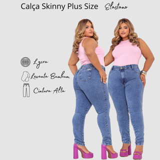 Calça Jeans Feminina Skinny Marmorizada Cos Super Alto Lycra Levanta Bumbum Curve - Premiun em Oferta na Shopee