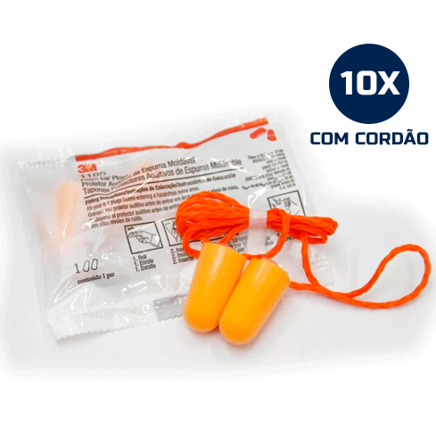 10x Protetor Auricular Auditivo abafador Tipo Plug 1100 Tampões de Ouvido Com Cordão 3m ORIGINAL