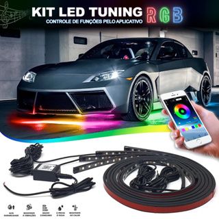 LED Neon RGB Colorido Tuning Externo Underglow Light Carro Chassi Atmosfera 12v Música Som Rítmica em Oferta na Shopee