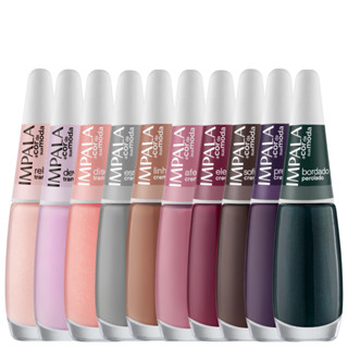 Kit 10 Esmaltes Impala Nova Coleção A Cor Da Sua Moda 5 e 6 Completa Tendencia