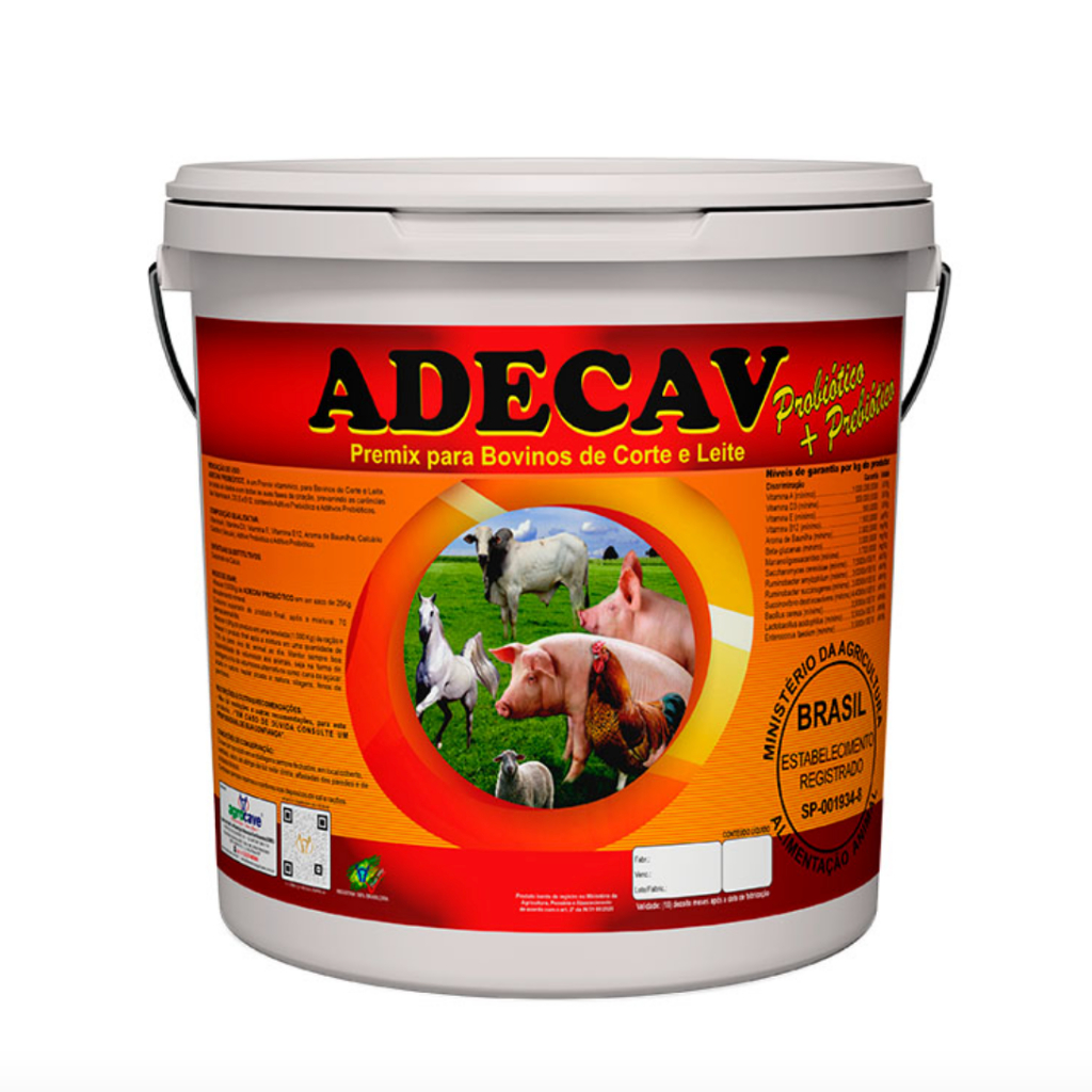 Adecav Probiotico 5kg Ade + B12 + Calcio E Probiótico - Para Bovinos de Corte e Leite