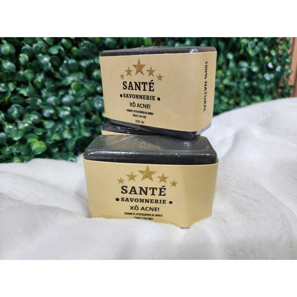 KIT de 3 Sabonetes  Xô ACNE de Argila Verde e Tea Tree | Xô ACNE -Controle da Oleosidade - Secativa,Cicatrizante