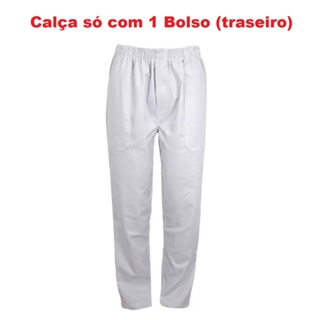 Calça Brim Branco Elástico Uniforme G1 G2 G3 em Oferta na Shopee