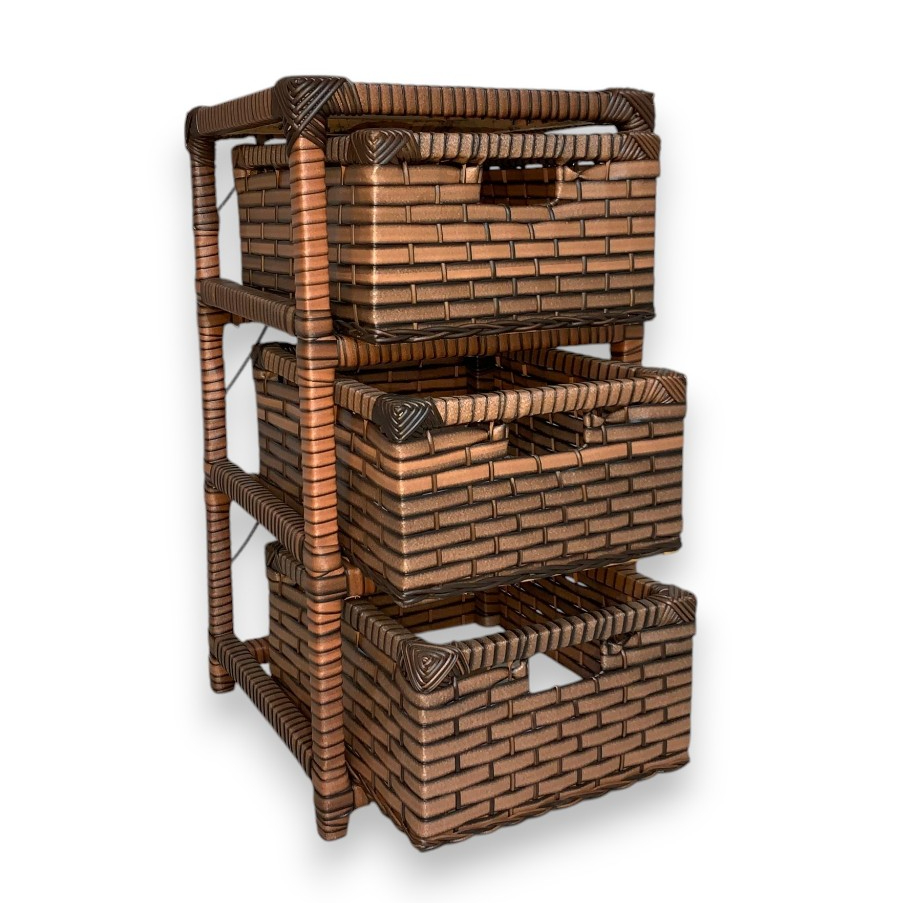 Gaveteiro Sintético Organizador Artesanal 3 Gavetas 30x30x57