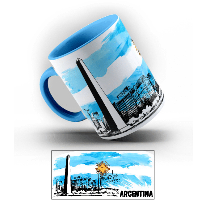 Caneca de Porcelana Argentina Pontos Turísticos - 325ml