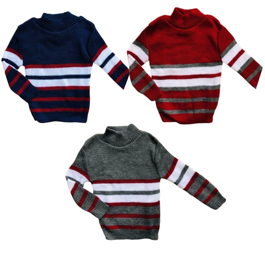 Kit 3 PEÇAS de blusas de lã infantil menino casaco suéter inverno