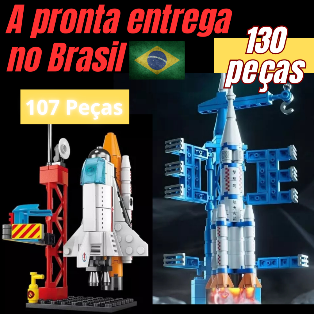 Brinquedo educativo de montar nave espacial ônibus espacial  e foguete espacial brinquedo de montar
