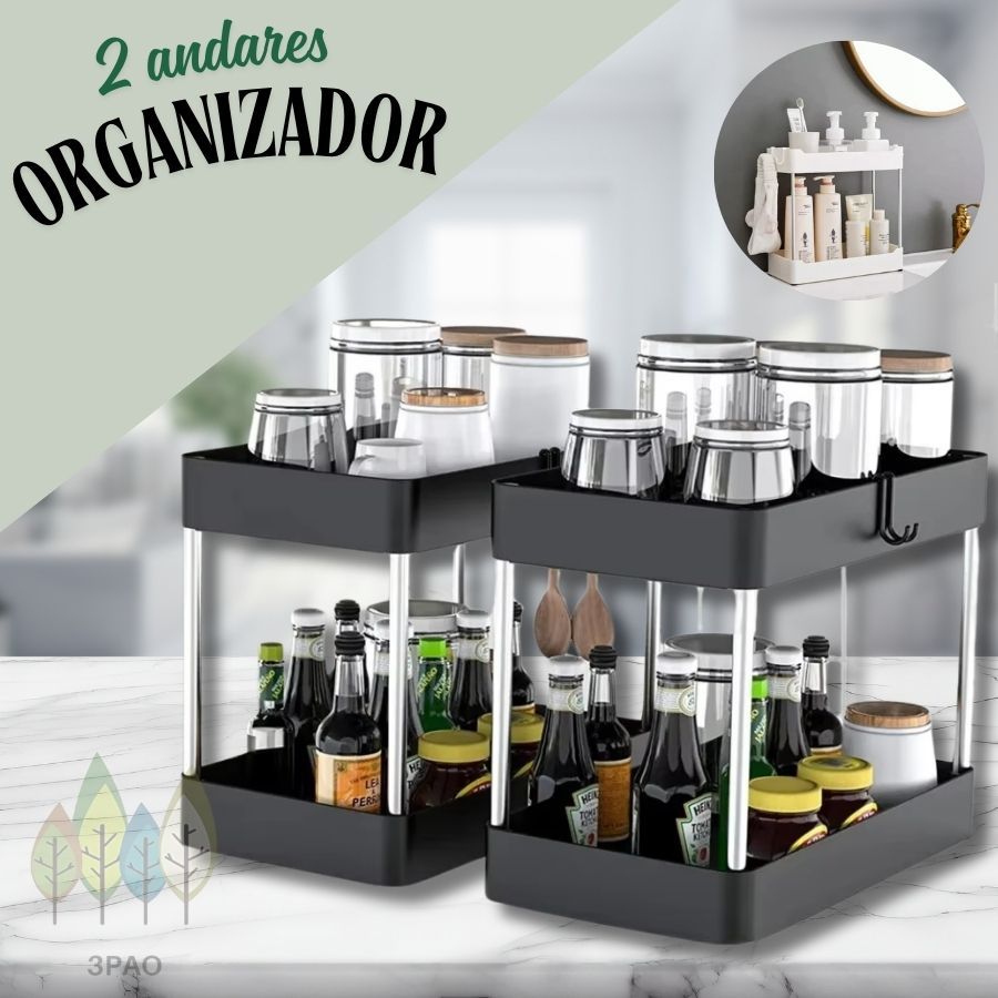 Organizador prateleira multiuso 2 andares para banheiro e cozinha