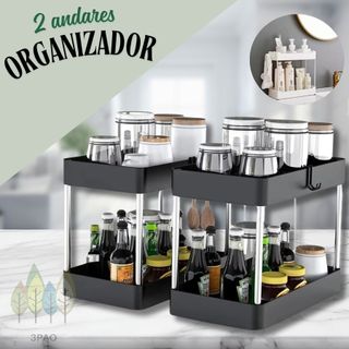 Organizador prateleira multiuso 2 andares para banheiro e cozinha