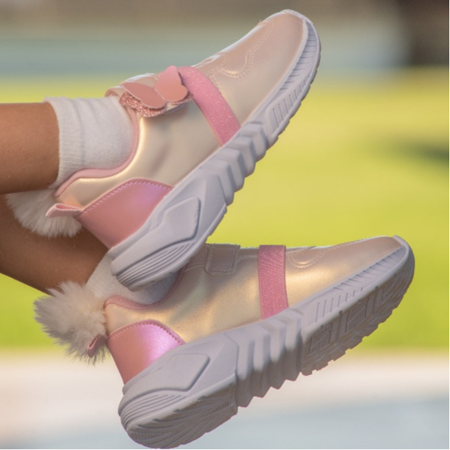 Tênis Infantil Feminino Menina Furtacor Borboleta Glitter Calce Fácil Confortável Original