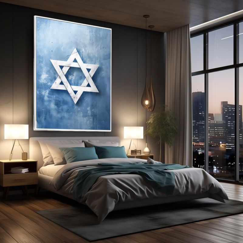Quadro Decorativo estrela de Davi arte sacra religiosa decoração