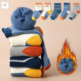 Kit 3 Pares Meia Infantil Atoalhada Térmica Cano Longo Outono Inverno Conforto Para Menino e Menina