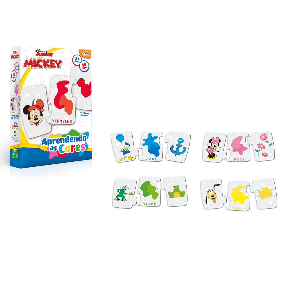 Quebra Cabeça Disney Mickey Mouse Aprendendo as Cores - Toyster 8071 em Oferta na Shopee