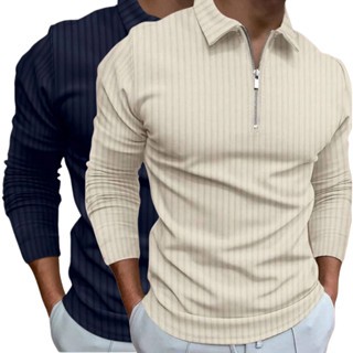 Kit 2 Camisetas Polo Manga Longa Camisa Com Ziper Masculina Malha Canelada Camiseta Camisa em Oferta na Shopee