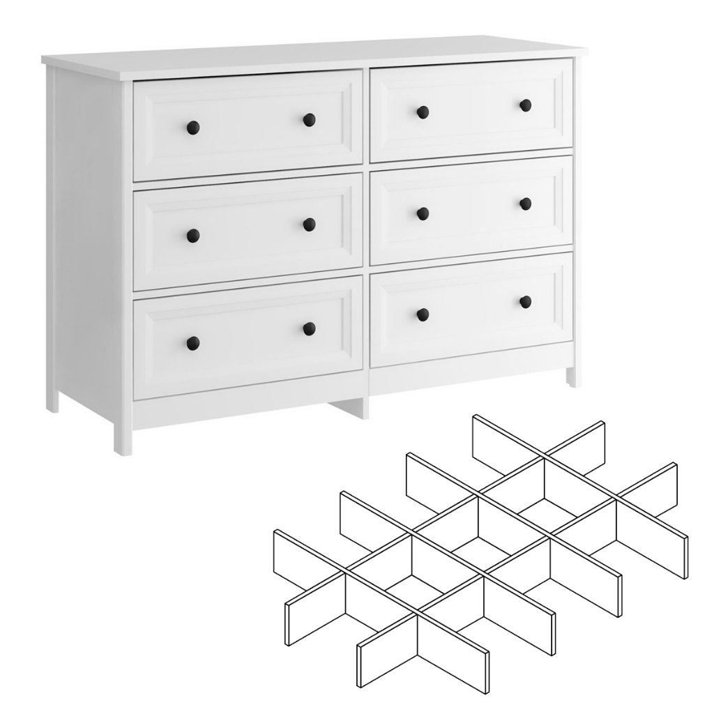 Cômoda 6 Gavetas com divisoria Ditália DM-217 Branco