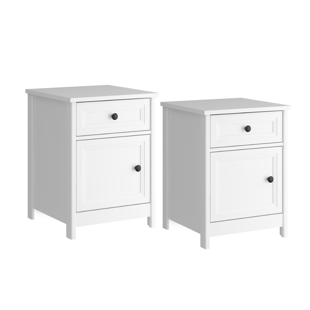 Mesa de Cabeceira Ditália Conjunto com 2 un. DM-114 Branco - Home & Living