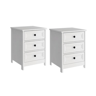 Mesa de Cabeceira Ditália 2 Unidades 3 Gavetas DM-111 Branco em Oferta na Shopee