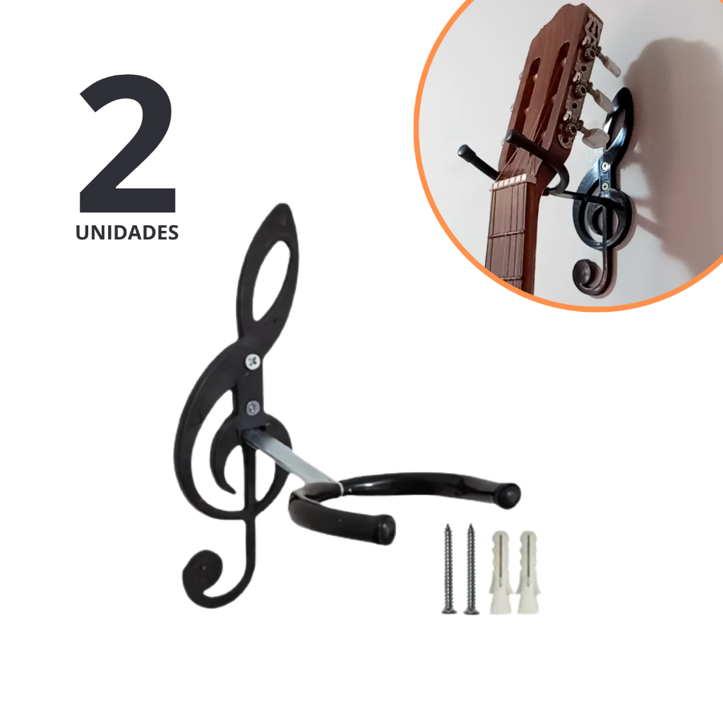 Imagem Suporte de Parede Clave de Sol para Violão e Guitarra - 2 UNIDADES