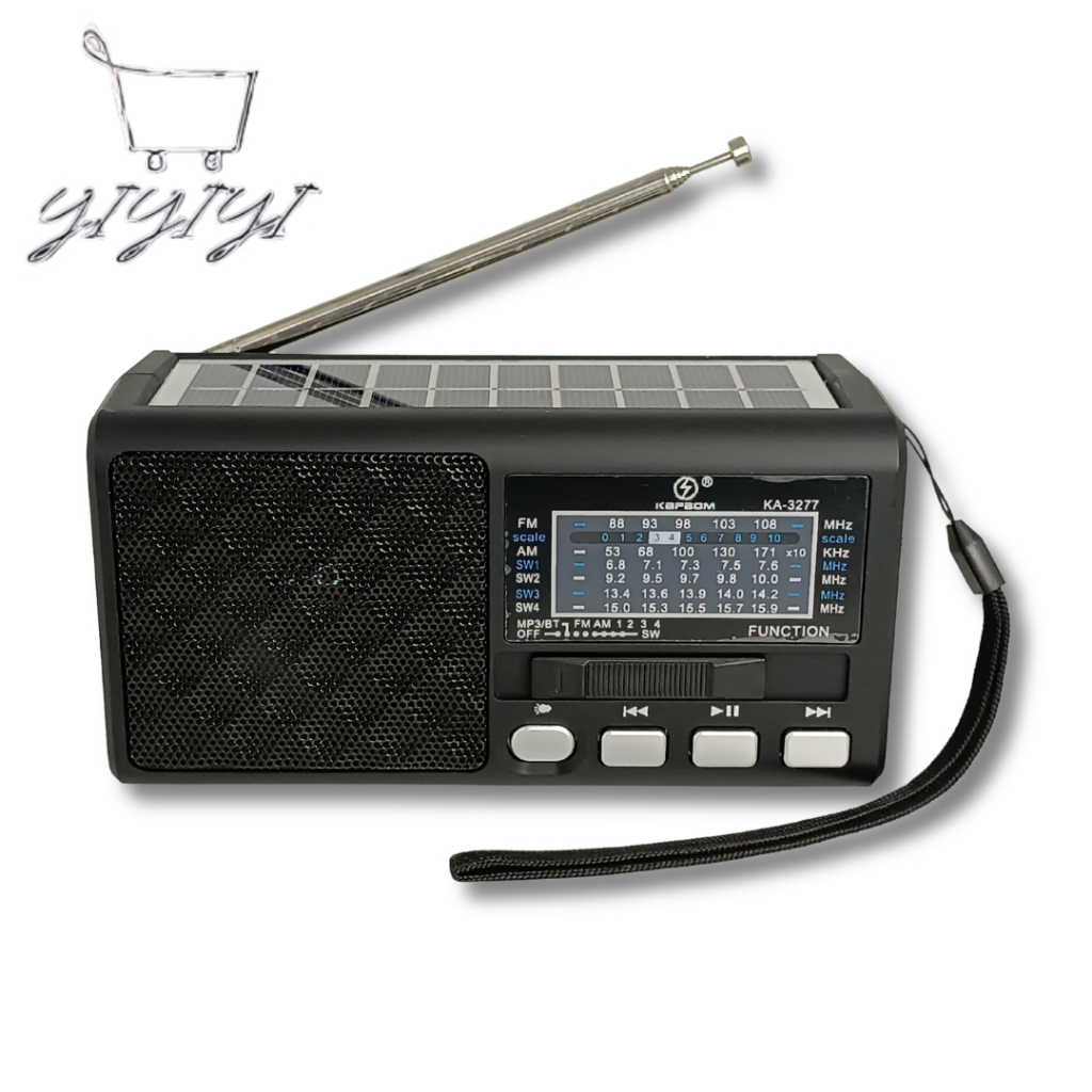 Rádio Portátil Bluetooth Painel Solar Rádio com lanterna FM AM SW USB TF