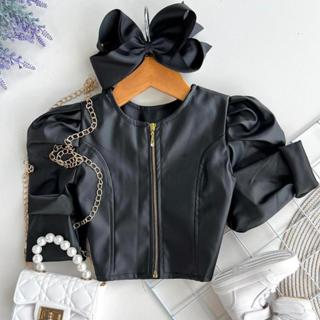 Jaqueta De Couro Infantil e Juvenil Para Meninas de 02 a 16 Anos em Oferta na Shopee