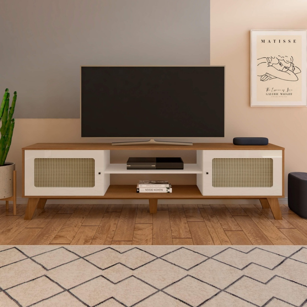 Rack Bancada Charlotte Para Tv 75 Polegadas Sala Escritório Decoração