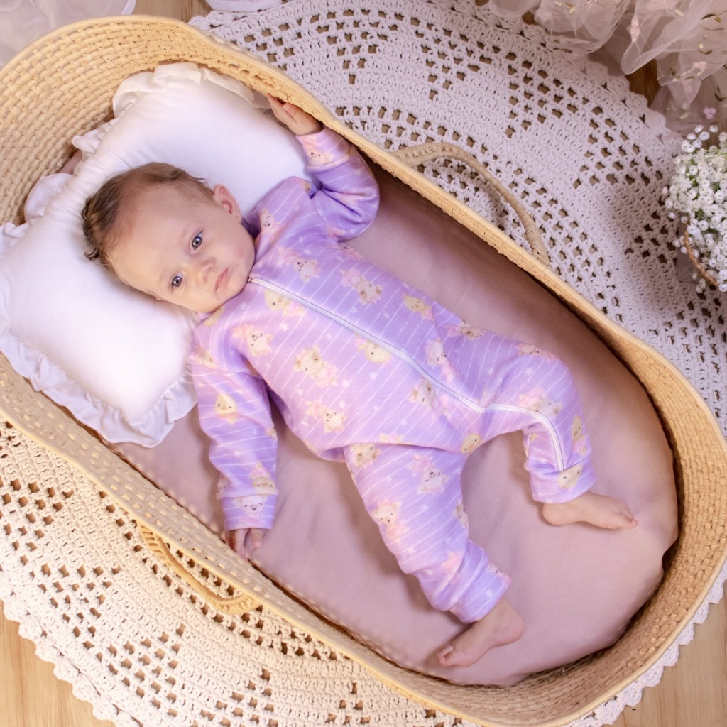 Macacão Zíper Bebê Menina Soft Estampado Fazendinha Quentinho Inverno Roupa Infantil Menina Macacao