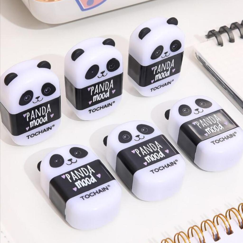 Apontador com Depósito e Borracha Panda Tochain em Oferta na Shopee