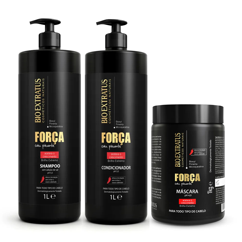 Bio Extratus Força Com Pimenta Sha + Condicionador + Mascara.NF