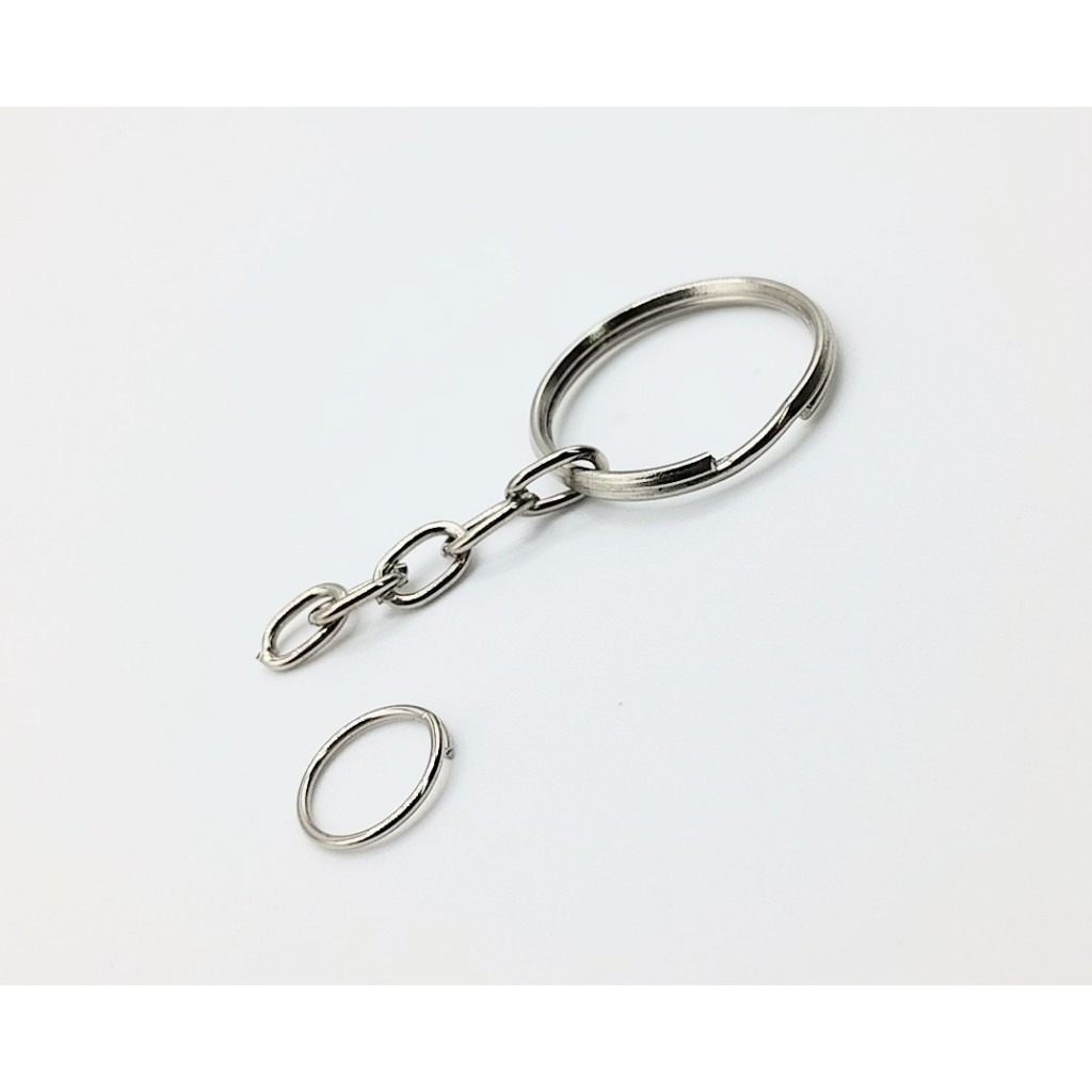 Argolas para Chaveiro 22mm Batida Com Corrente Fina + Elo Redondo10mm (100pçs) Cod1140