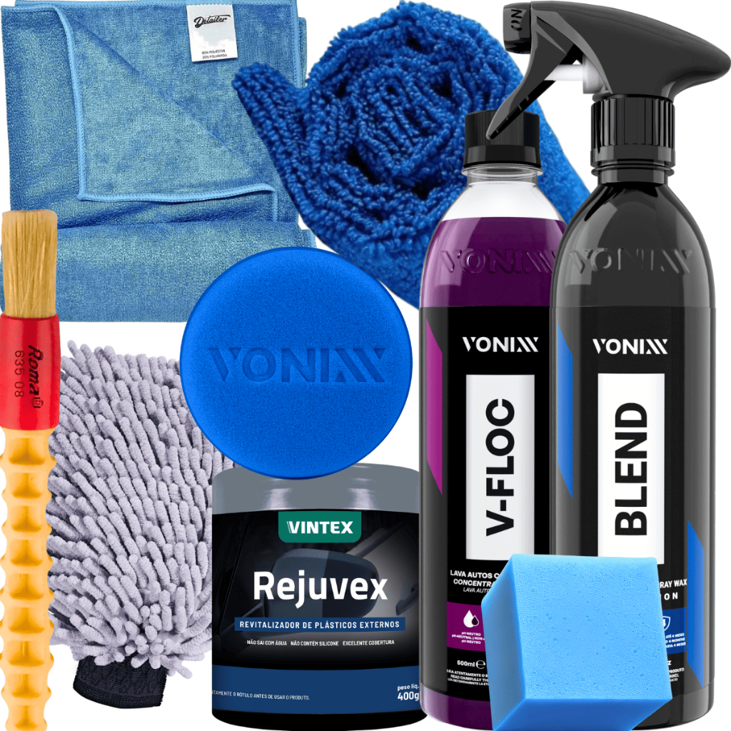 Kit para Lavar Moto Shampoo Cera Blend Spray Black Luva Pano Vonixx - Spare Parts and Accessories for Vehicles