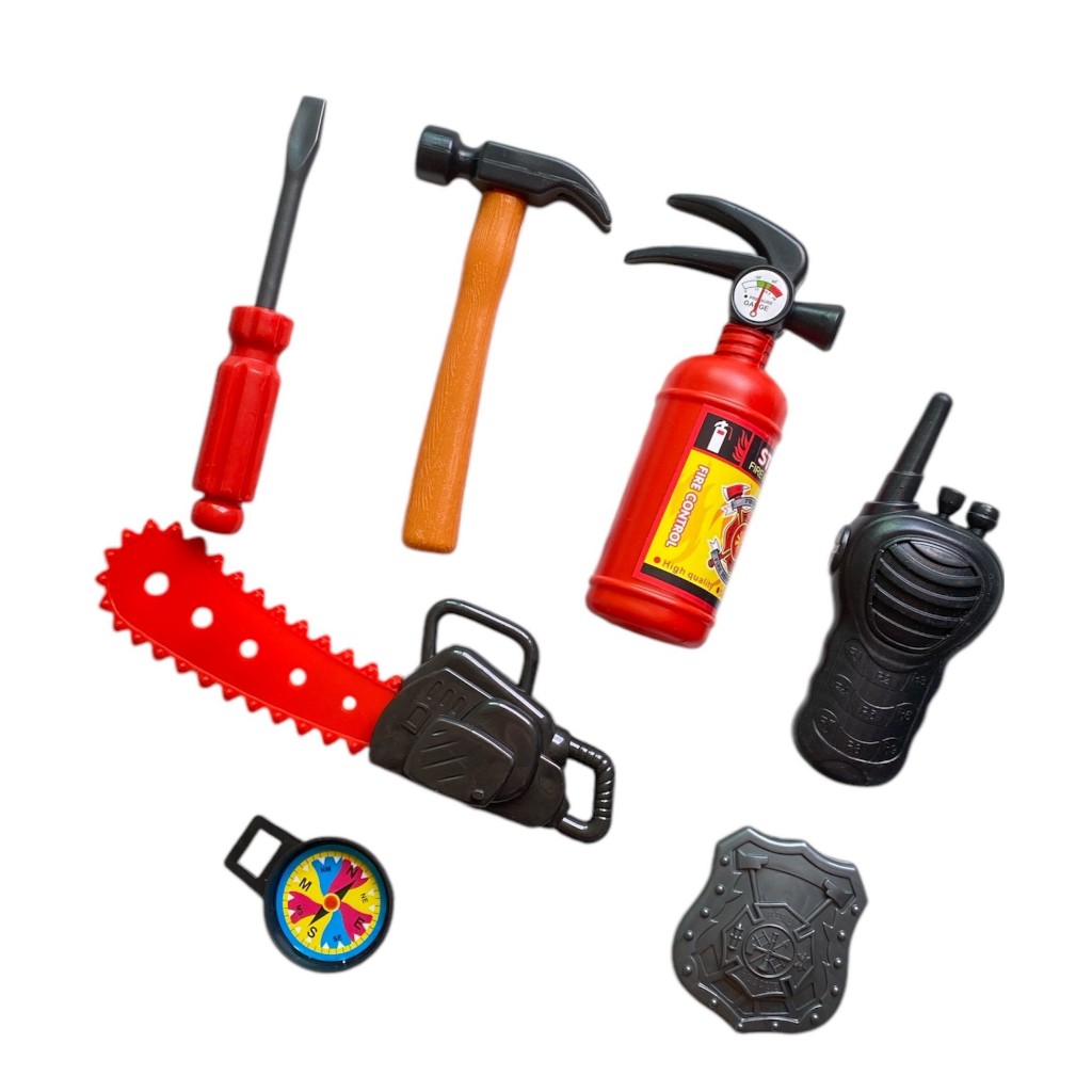 Kit 7 Peças Bombeiro Infantil Educacional Brinquedo Para Criança