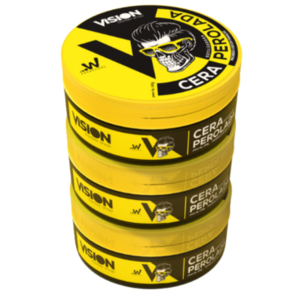 Kit 03 Cera Pomada Modeladora Perolada Vision Barber Shop 130g Barba Cabelo Bigode