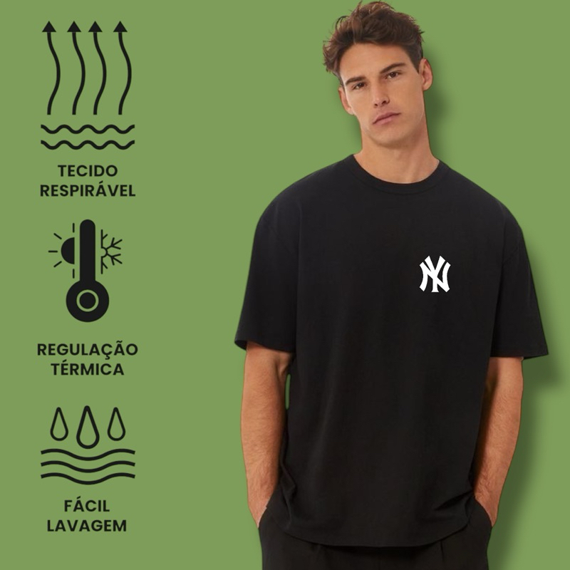 Camiseta Básica Algodão New York Blusa Oversized Streetwear Camisa Masculina