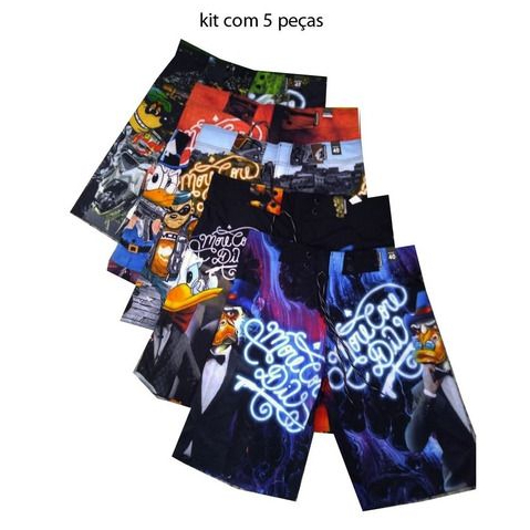 Kit 2 3 5 Bermudas de Surf Sublimadas em Elastano - Conforto e Qualidade para Todos os Momentos em Oferta na Shopee