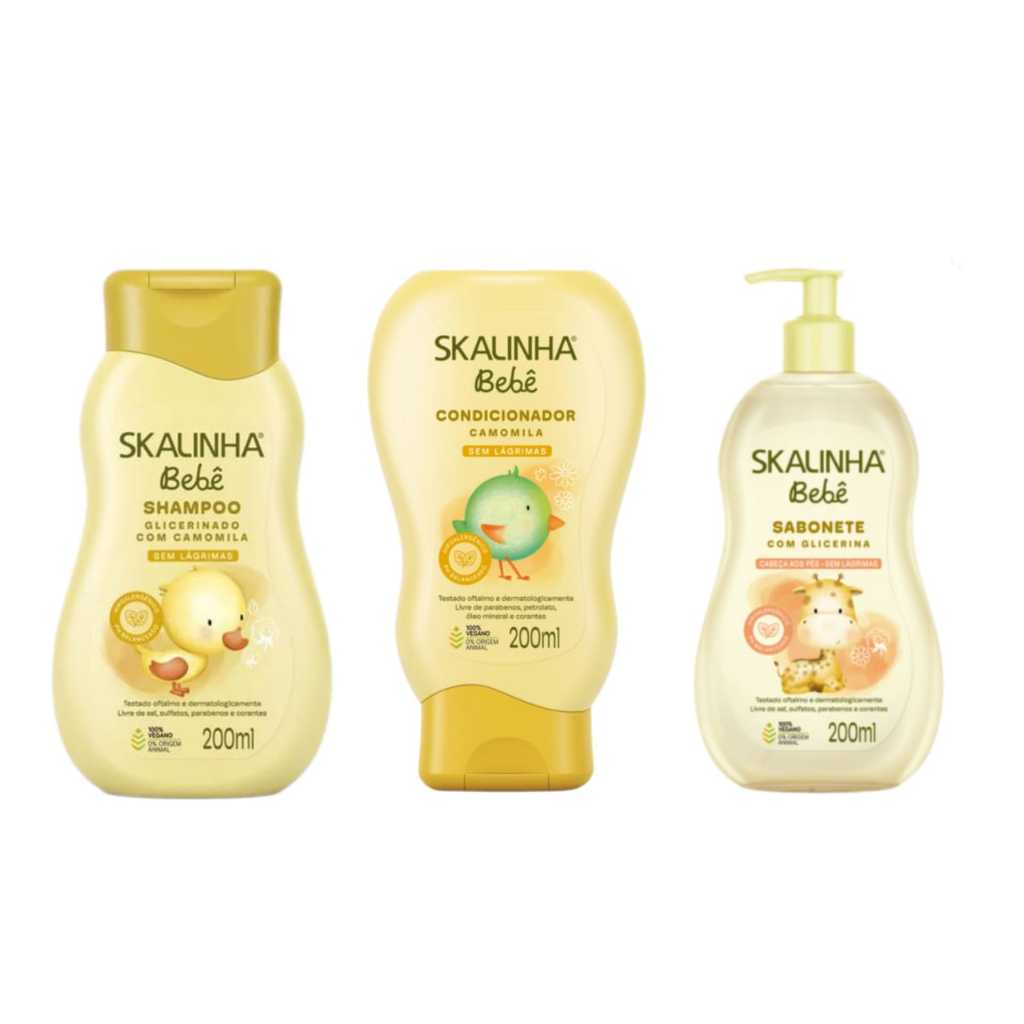 Kit Skalinha Camomila Glicerinado Shampoo Condicionador e Sabonete Liquido em Oferta na Shopee