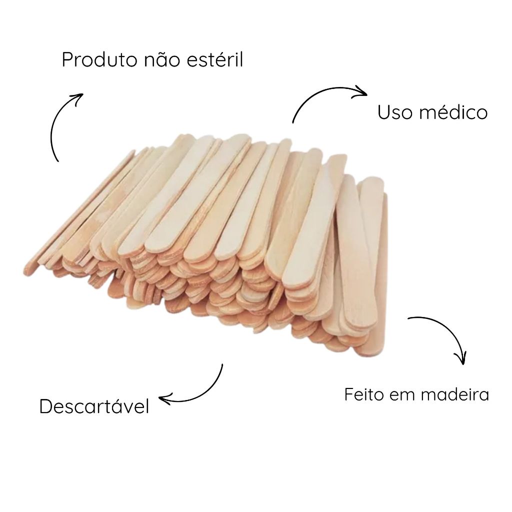 Kit c/ 1000un Abaixador de Língua, Palitos de Madeira, Uso Médico, Estético, Espátula p/ Depilação — imagem 2 de 2