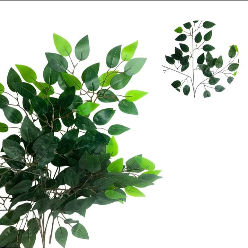Kit 6 Galhos Folha De Ficus Artificial Decoração Folhagem