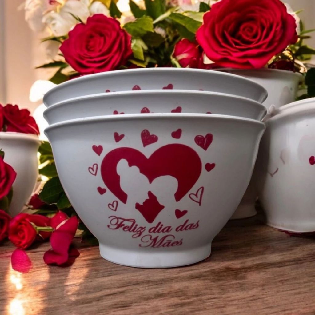 Kit 50 Cumbucas 400ml bowl plástico dia das mães Lembrancinha mimo presente Sorvete Sobremesa