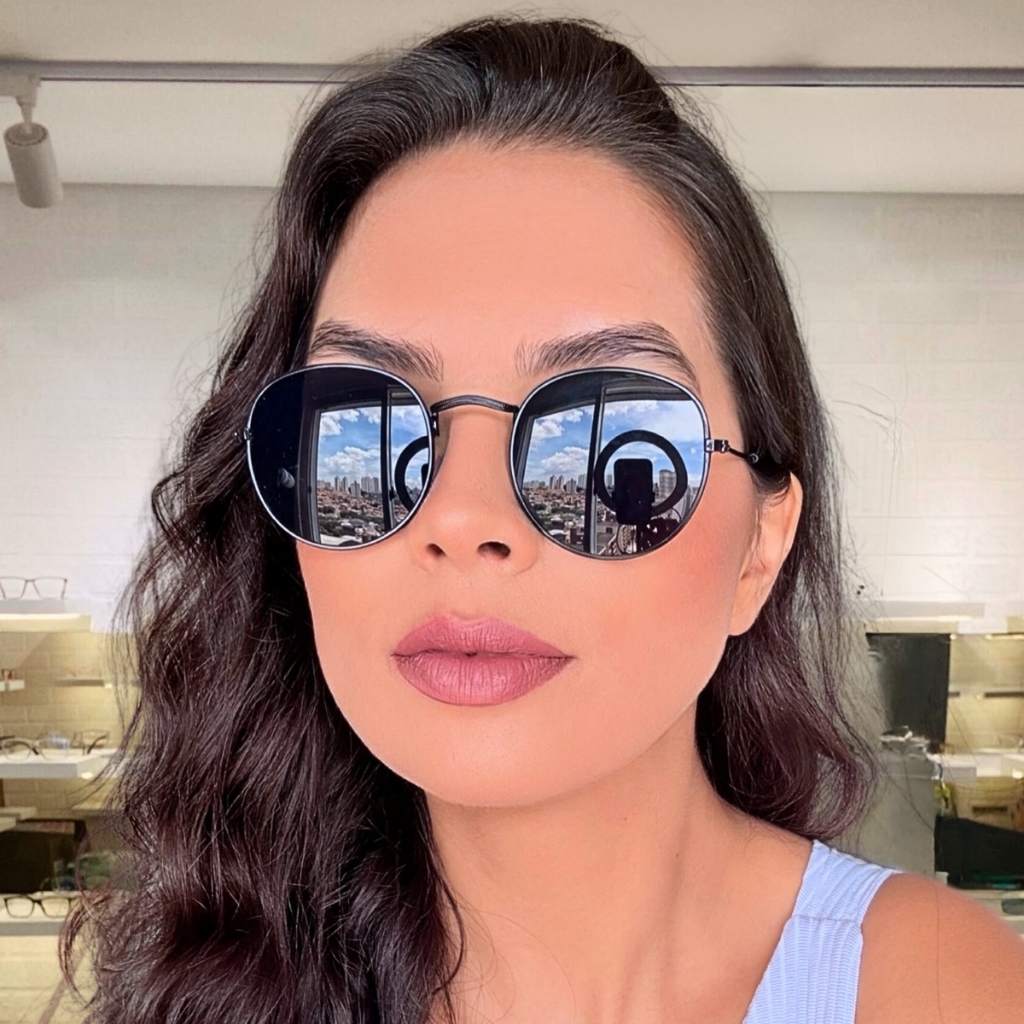 Óculos De Sol Redondo Proteção UV400 Unissex Estiloso em Oferta na Shopee