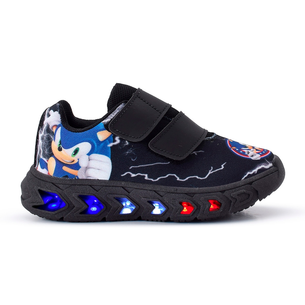 Tenis Infantil De Led Sonic Meninos Calce Facil Preto Velcro em Oferta na Shopee