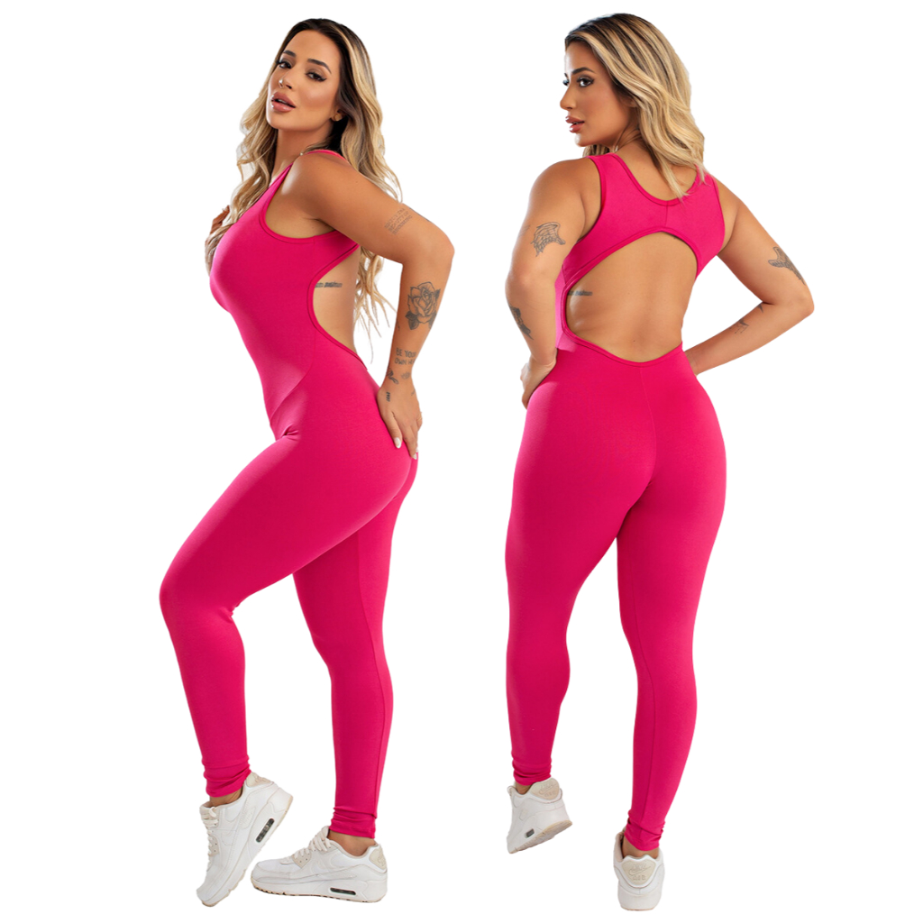 Kit 2 Macacão Fitness Feminino Costas Aberta Liso Longo Alta Qualidade Mayu Modas em Oferta na Shopee
