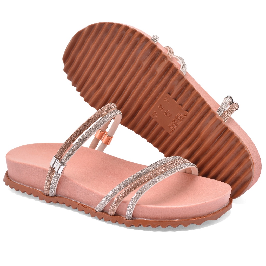 Sandalia Papete Feminina Birken Confortavel Dois em Um Glitter Regulador Brilho Tendência