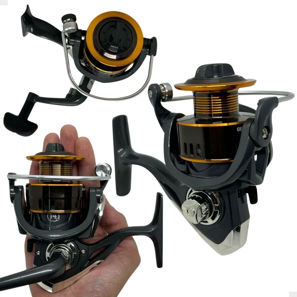 Molinete De Pesca Grande 7000 Carretel Alumínio 14 Rolamentos Resistente Intercambiável em Oferta na Shopee