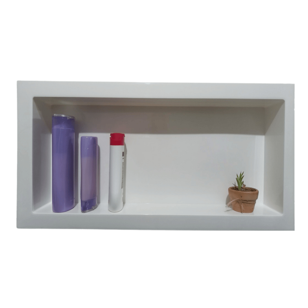 Nicho embutir banheiro brilho prateleira suporte grande shampoo (Plástico super resistente) 32x62 em Oferta na Shopee